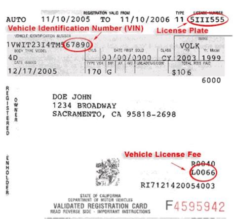 copy of vehicle registration card